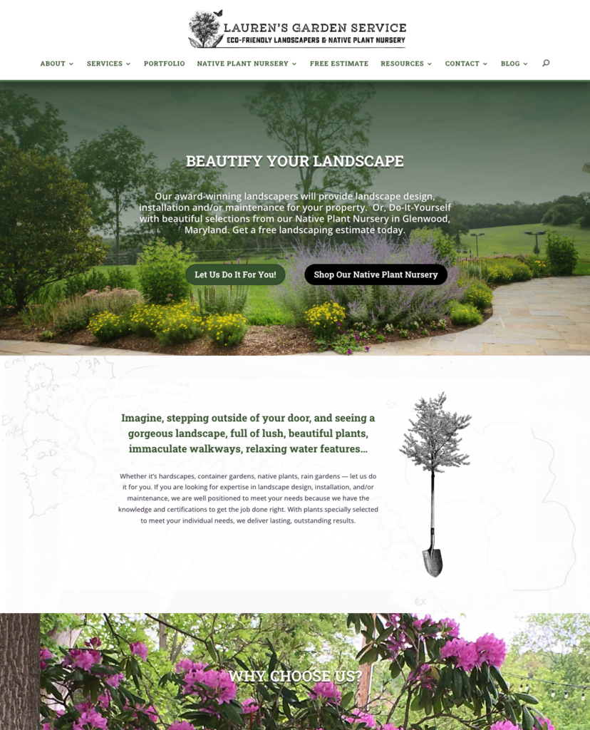 garden service website home page
